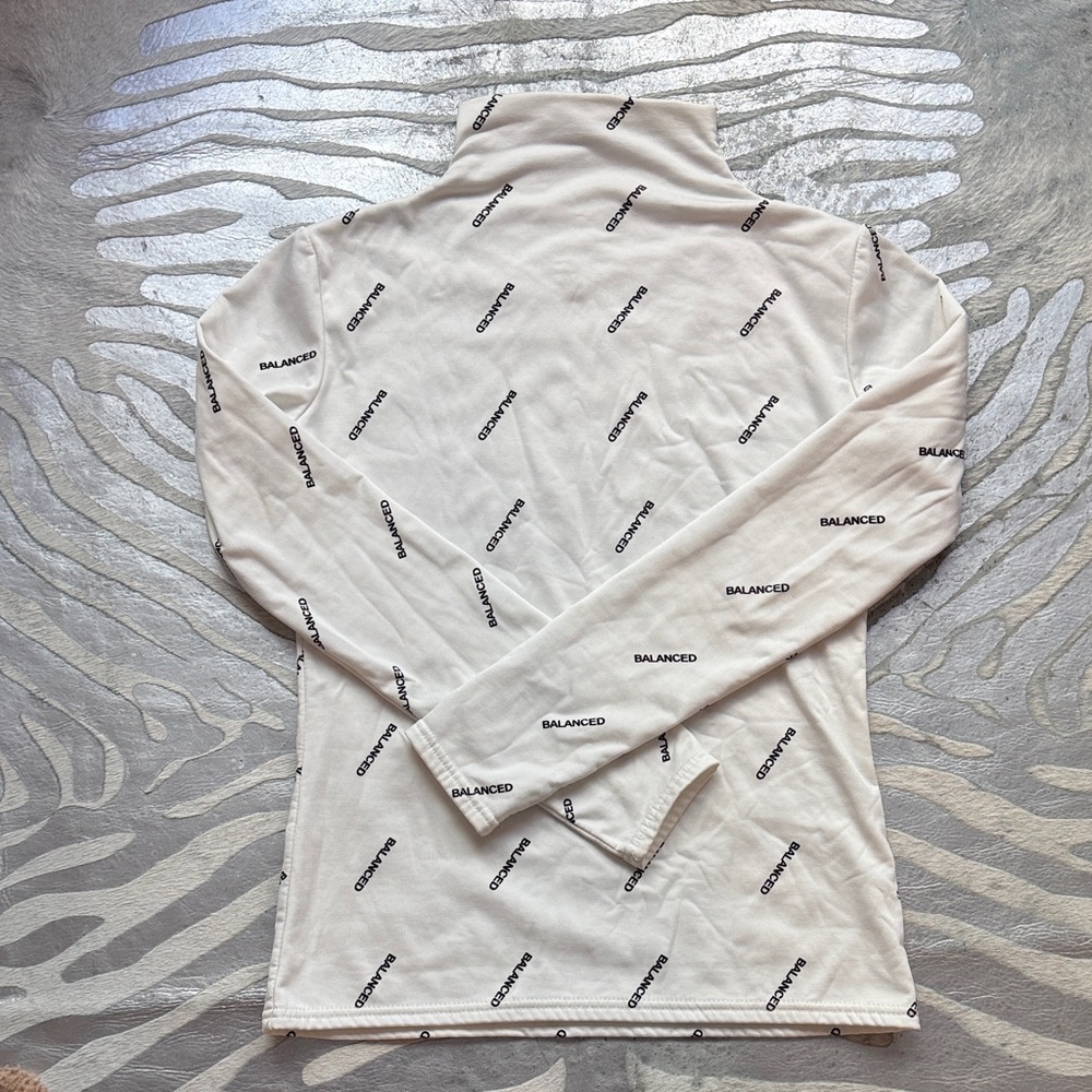 White Long Sleeve Balanced Logo Shirt